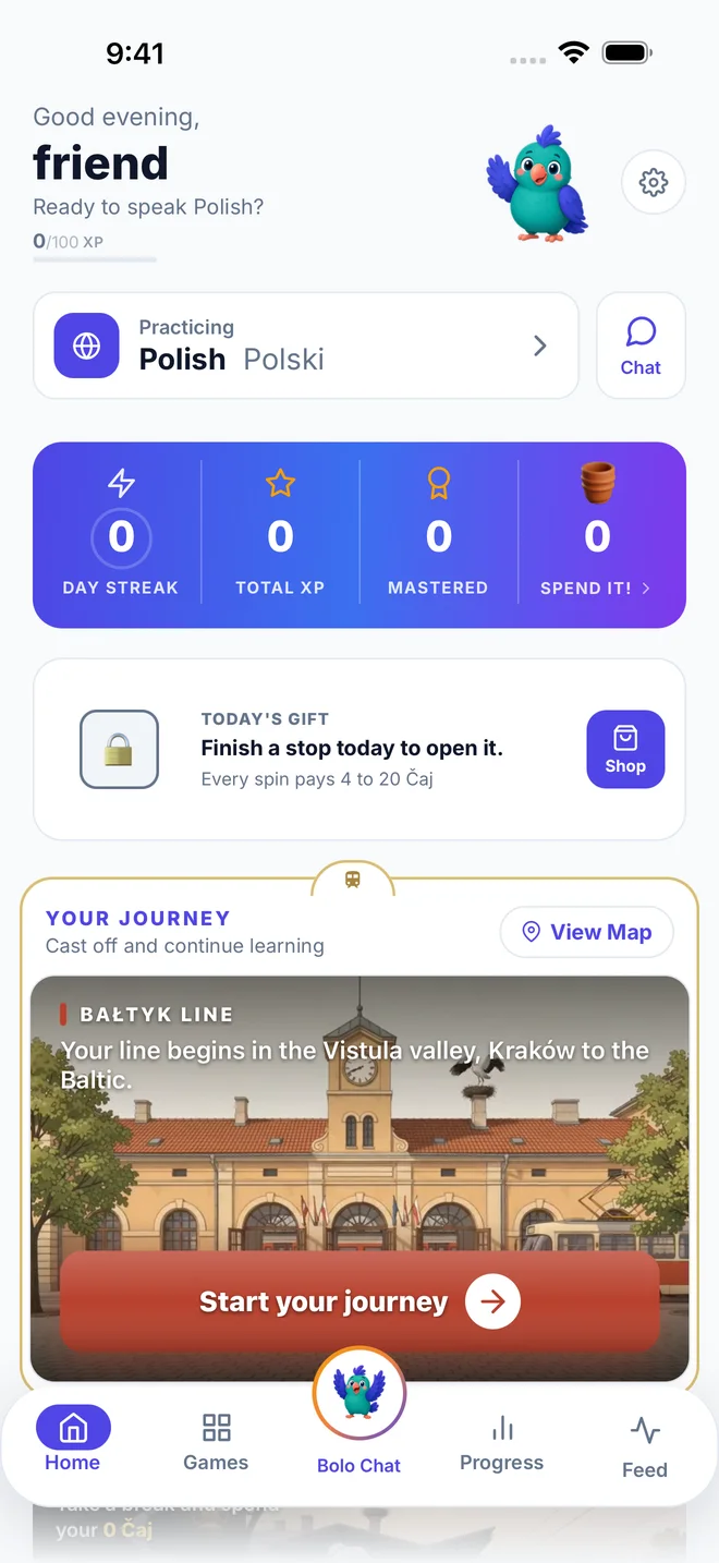 Bolo! Europe app home shown in Polish